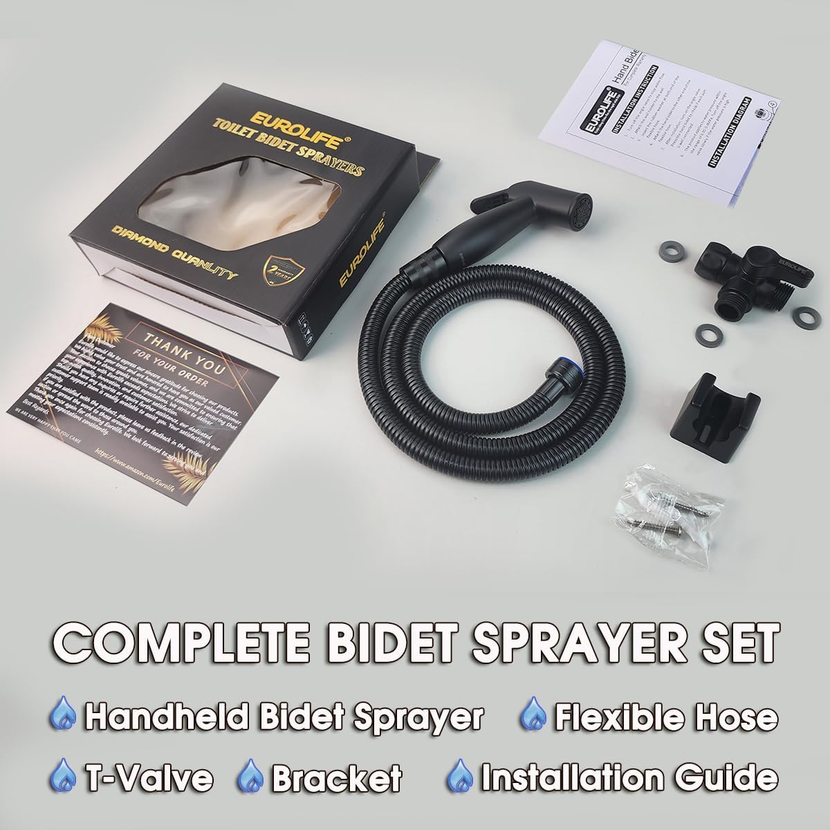 Handheld Bidet Sprayer for Toilet, Lockable Push Button, ABS Bidet Sprayer Set with Hose & T-Valve, Easy Install - Niken Color