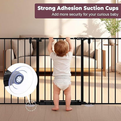 190" Extra Wide Baby Gate Playpen, Adjustable Baby Fence Play Yard, Long Dog Gates Indoor for Stair Doorway Fireplace, Large Child Gate for Toddler Kid Pet, Family Essentials Safty Gate, Black
