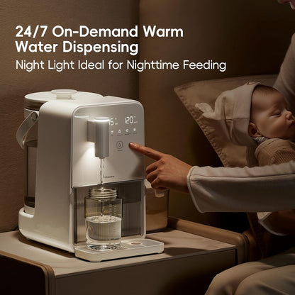 Instant Warm Water Dispenser, Water Warmer for Baby Formula, Adjustable Temperature & Volume, Hot Water Dispenser for Baby Bottle with Night Light, Detachable 3L Glass Water Tank, 7x24H Keep Warm
