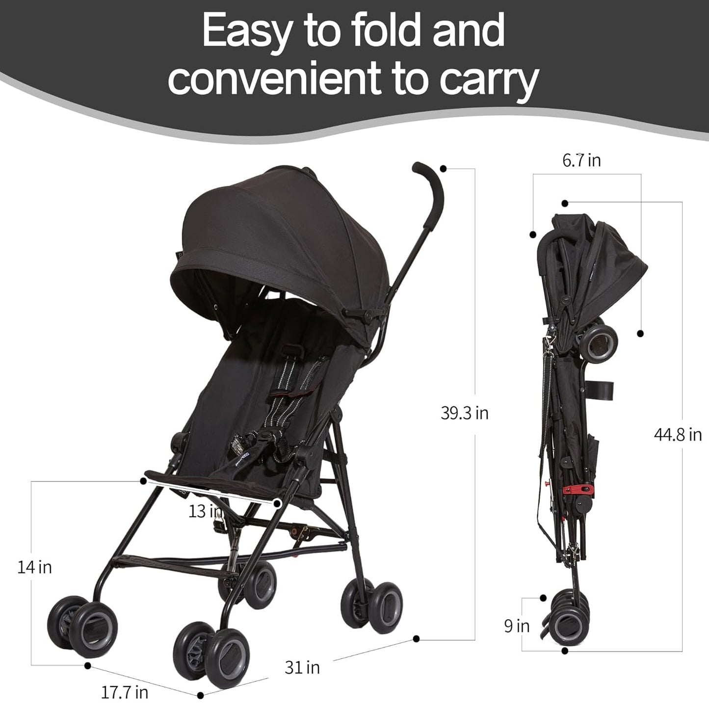 Baby Portable Stroller, Cool Kids Lightweight Travel Stroller with Carrier for Walking, Shopping, and Playgrounds