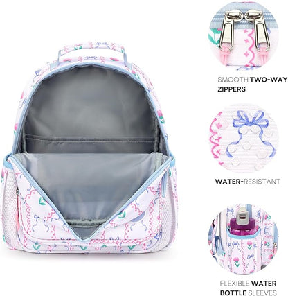 mibasies Toddler Backpack for Girls 2-4: Preschool Kindergarten Backpack - Cute Kids Backpacks for Girls - Bowknot Rose Sky Blue