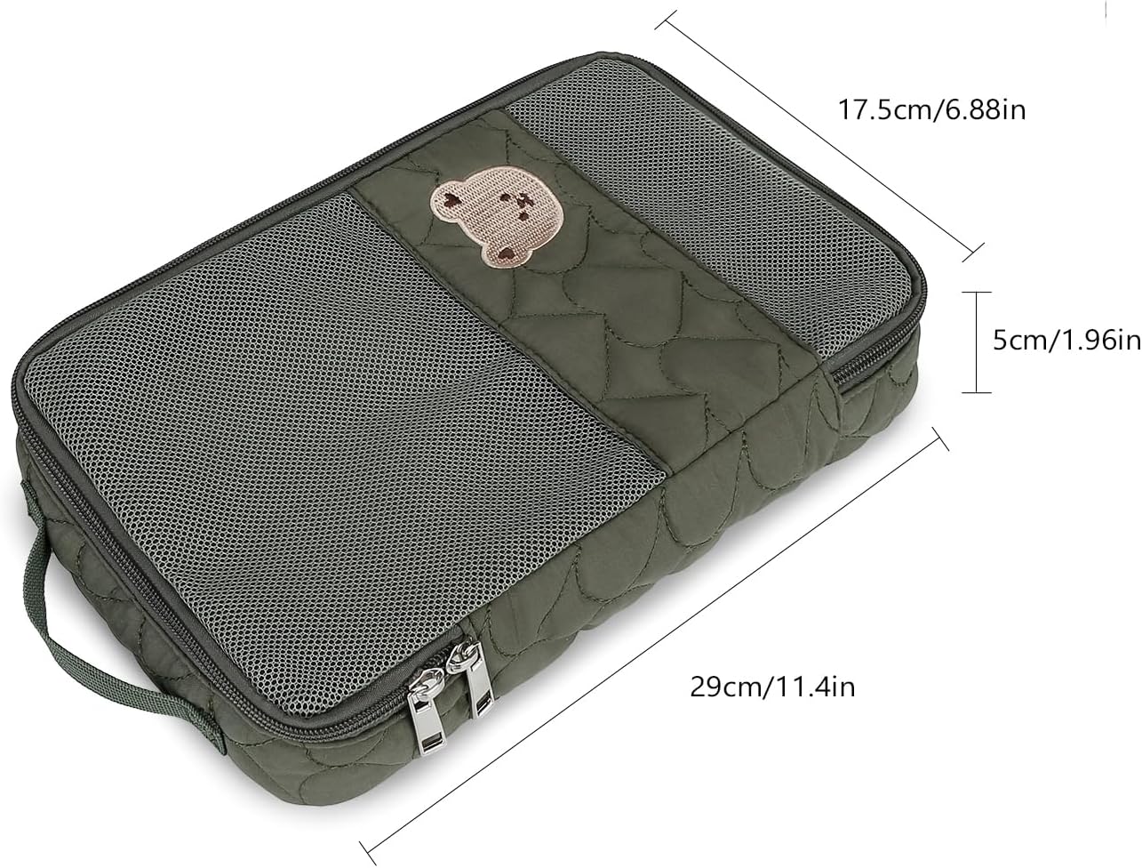 MOMIGO Baby Diaper Bag Organizer Pouches - 2 Pack Waterproof Pod Hanging Diaper Bag Cute Bear Mesh Bag Reusable, Washable or Baby Cloth Diapers