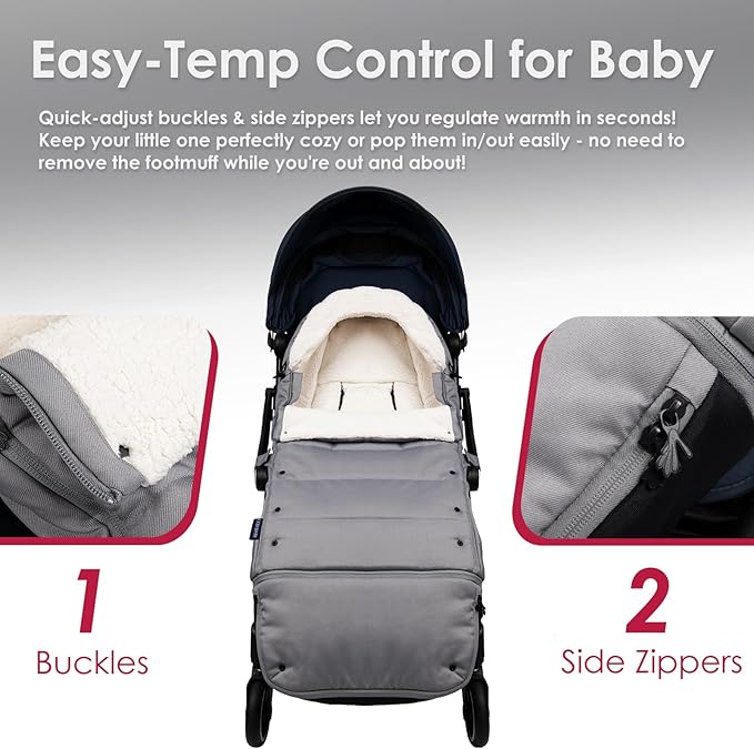 Universal, Weather-Proof, Warm Stroller Footmuff | Extendable Winter Cover | Adjustable Buckle | Stroller Bunting Bag | CosyDiary Stroller Accessories | Stroller Cover
