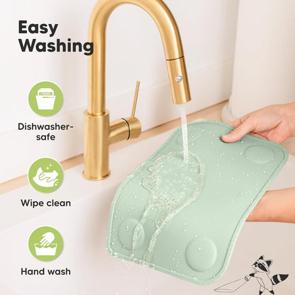 KeaBabies 2pk Silicone Placemats for Toddlers, Kids - 12x9 Non Slip Suction Baby Silicone Placemat for Restaurants, Dining Table,Travel, Easy to Clean, Food Grade/BPA-Free,Small Baby Table Mat(Slate)