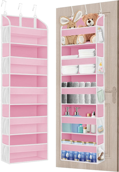 TAHAVICE 1 Pack Over The Door Organizer Storage, Hanging Organizer Closet with 5 Large Pockets 10 Mesh Pockets, 44 lbs Weight Capacity, Behind Door Storage for Nursery Bedroom Bathroom (Dark Grey)