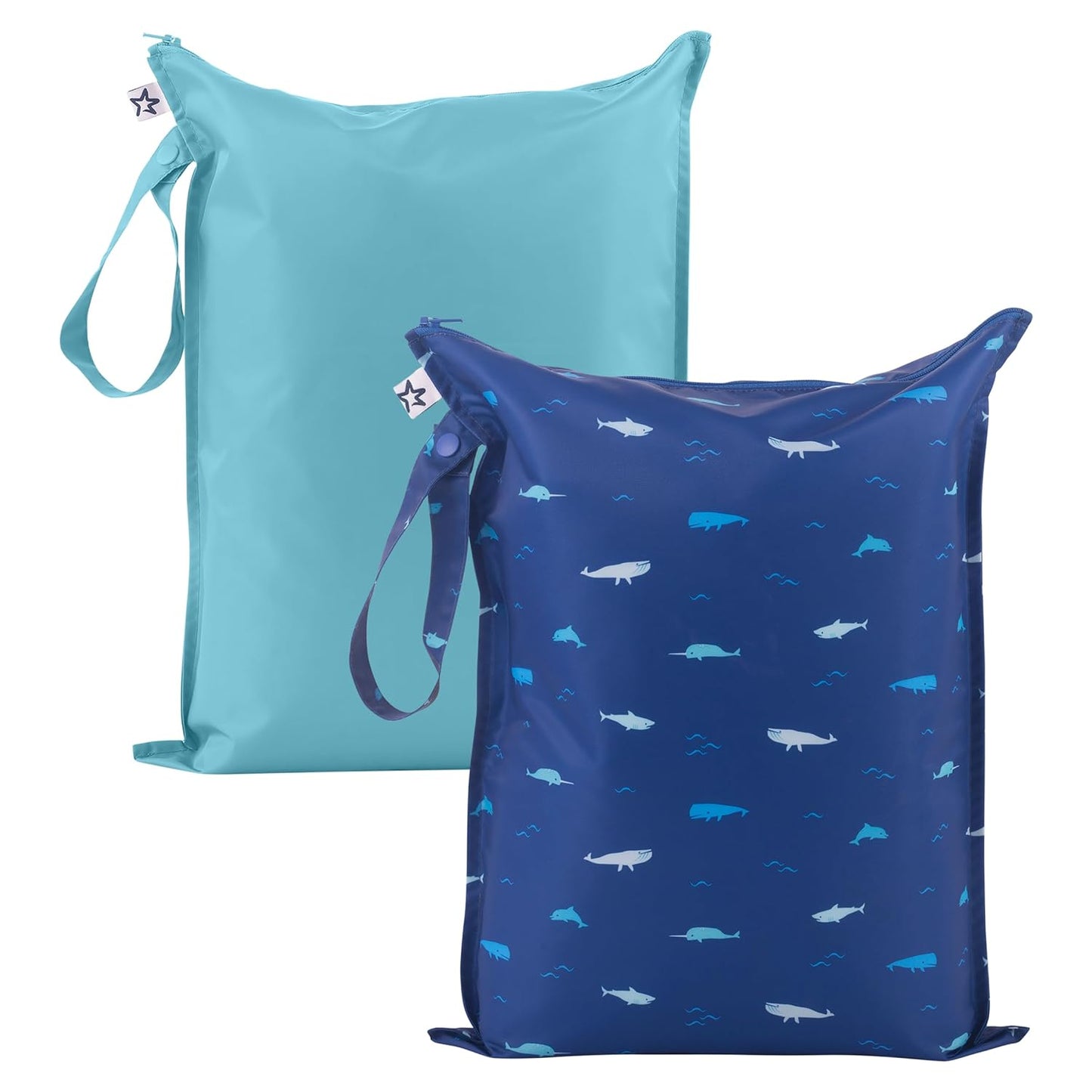 Tiny Twinkle Mess Proof Wet Bags | 2-Pack Reusable Waterproof Wet Bags for Swimsuits | Baby Clothes | Travel & Diaper Bag (Pink, Brown Checkers) - Colors B