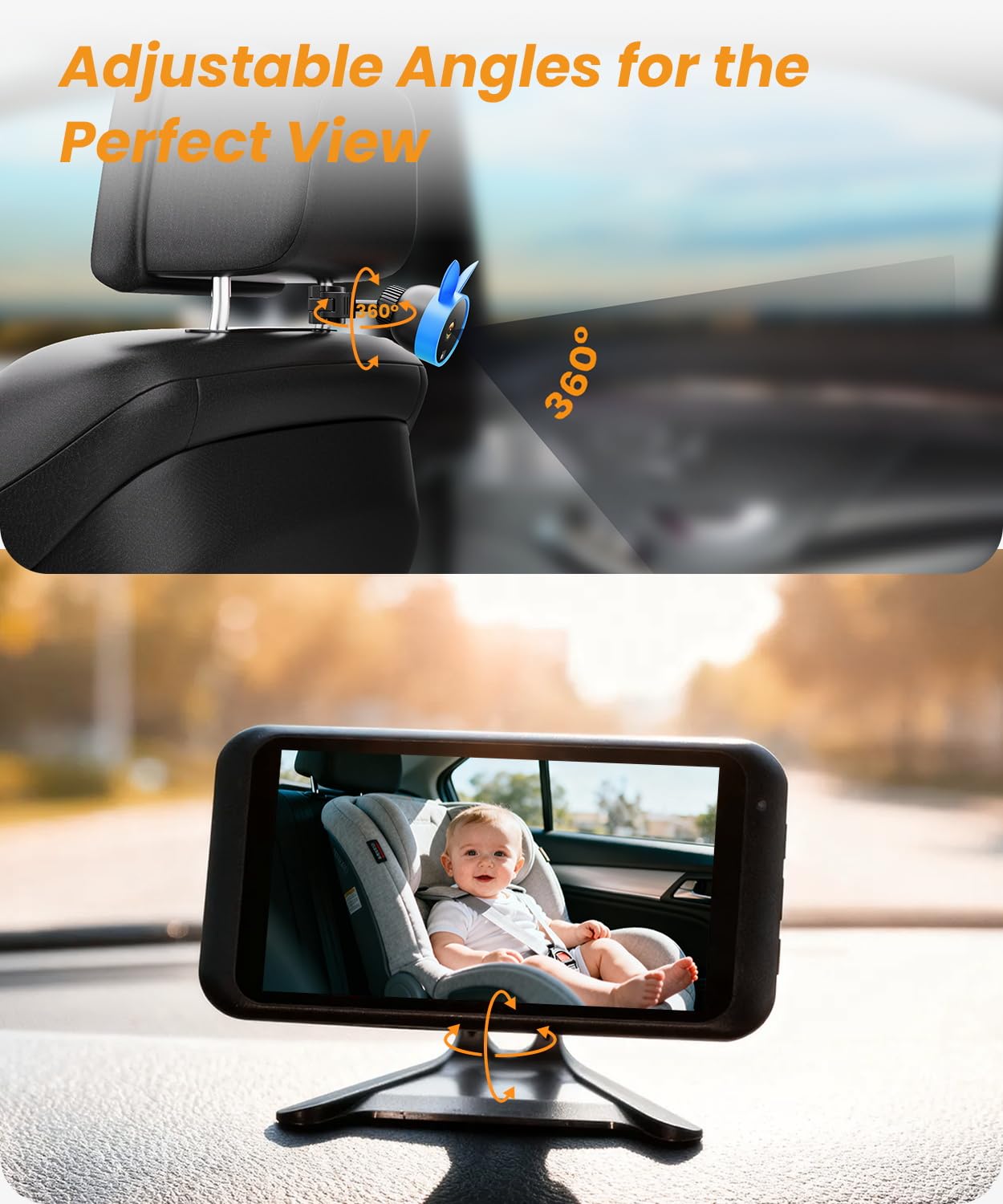 Babyvue USB Car Camera for Baby : 4.5" Baby Car Camera with 1080P Crystal Clear Mirror View, Easy Installation Carseat Rear Facing Moitor for Kids, HD IR Night Vision Backseat Monitor