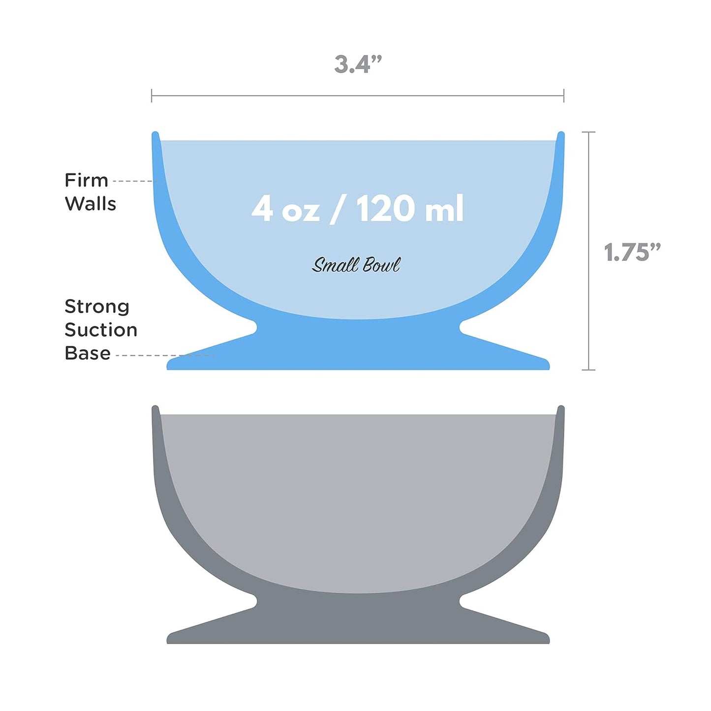 ChooMee Silicone Baby Suction Bowls | Non Slip Extra Strong Suction Base with Durable and Firm Bowl | Ideal for Infant and Toddler Baby Led Feeding | Small 2 CT