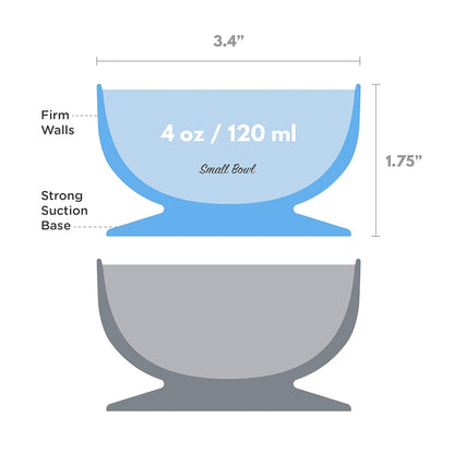 ChooMee Silicone Baby Suction Bowls | Non Slip Extra Strong Suction Base with Durable and Firm Bowl | Ideal for Infant and Toddler Baby Led Feeding | Small 2 CT