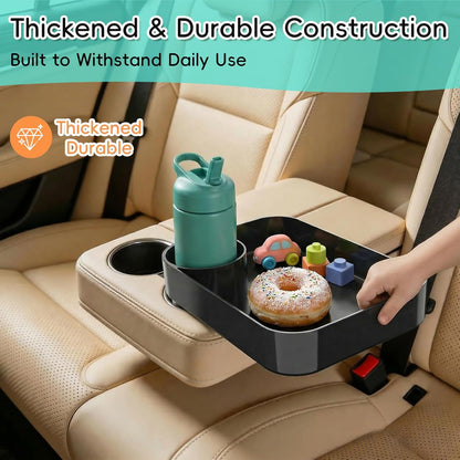 Kids Car Seat Tray, Travel Tray with Cup Holder for Toddler Baby, Kids Car Seat Food Snack Organizer for Road Trip, Stroller Snack Organizer Travel Must Haves Toddler Must Haves (Dark Gray, 1PCS)