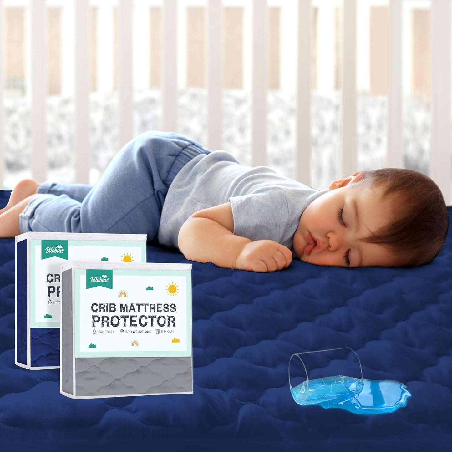 Pack and Play Sheets Mattress Pad Protector Fitted Waterproof Playard Mattress Cover, Compatible with Graco Pack n Play & Dream On Me & Pamo Babe, Playpen/Playard Sheet Quilted, Gray, 39" x 27"