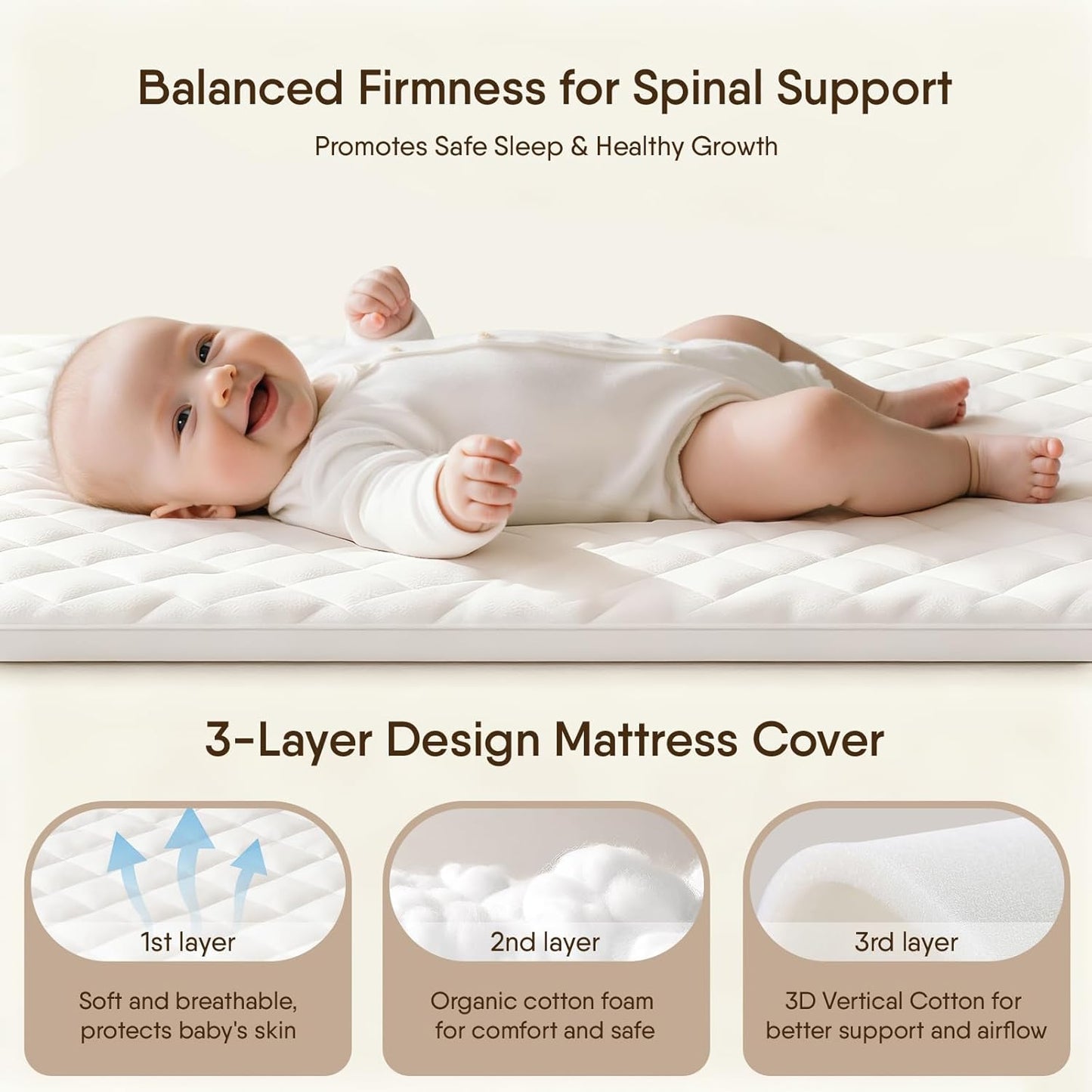 Bassinet Bedside Sleeper - All-Mesh Design, Portable Bedside Bassinet for Baby with Washable Mattress, 5 Adjustable Heights（Beige）