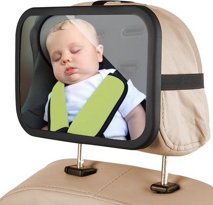 Car Seat Mirror for Rear-Facing Infant – Shatterproof, Adjustable, Wide Angle View, 360° Rotation – Secure and Safe Baby Car Mirror for Back Seat – Easy Installation