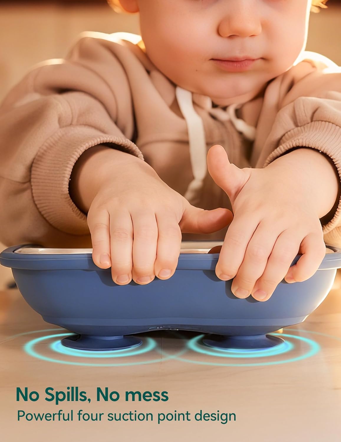 BABELIO Powerful Suction Plates for Baby and Toddler, 100% Food Grand Silicone, Divided, BPA Free, Microwave & Dishwasher Safe, Stay Put, 3 Pack