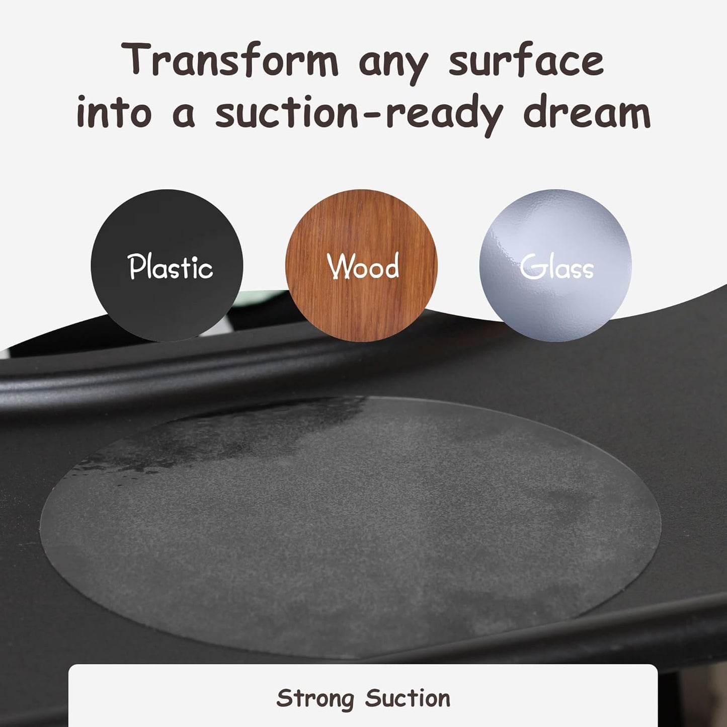 Transparent Stickers to Secure Suction Plates, Bowls, Toys on Grainy or Textured Trays and Surfaces – 6 Pack – Compatible with Stokke Tripp Trapp Tray, Stokke Clikk, Stoke Steps, Bugaboo, Lalo, More