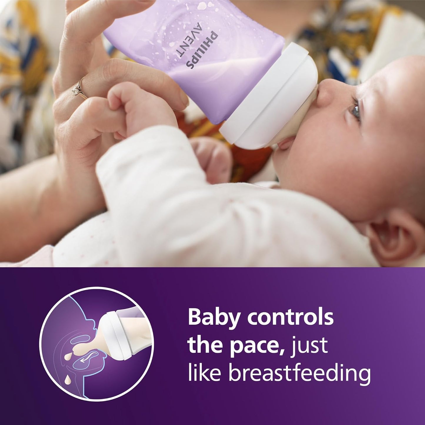 Philips Avent Natural Baby Bottles with Natural Response Nipples (Slow Flow, Flow 2), 4oz, 4-Pack, SCY900/04