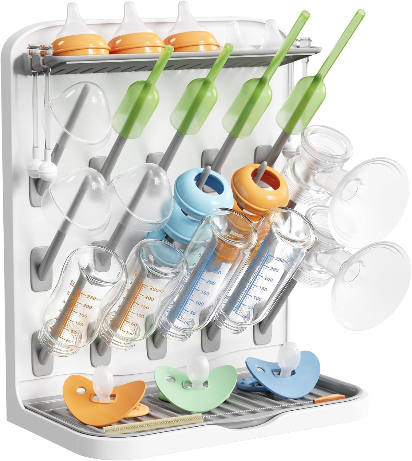 Lifewit Baby Bottle Drying Rack with 10 Hooks, Newborn Essentials Must Haves, Countertop Holder Organizer for Baby Stuff, Rack Dryer for Pacifiers, Weighted Straws, Pump Parts