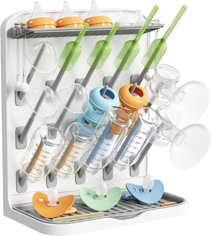 Lifewit Baby Bottle Drying Rack with 10 Hooks, Newborn Essentials Must Haves, Countertop Holder Organizer for Baby Stuff, Rack Dryer for Pacifiers, Weighted Straws, Pump Parts