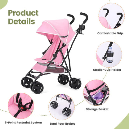 6-36M Baby Stroller, Umbrella Stroller with Foldable Pushchair with Adjustable Canopy, Folding Infant Newborn Pram Stroller with Storage Basket, Cup Holder, Suspension Wheels for Infants (Dark Grey)