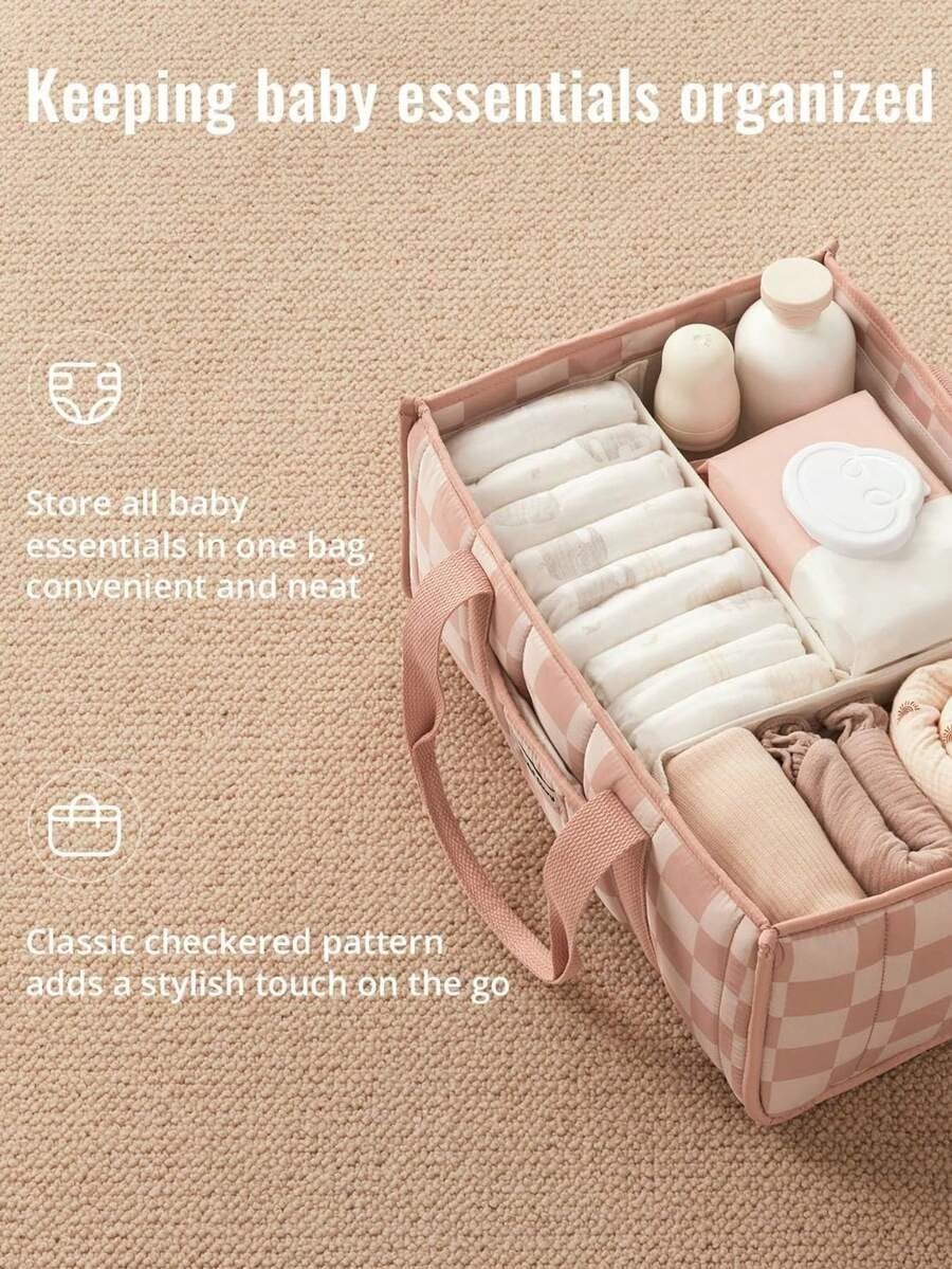 Diaper Caddy Organizer,Cute Floral Nursery Storage Basket,Soft Portable Changing Table Car Caddy Organizer Gift (Floral B)