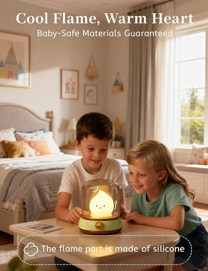 Cute Smiley Lamp, Portable LED Night Light for Bedroom, Camping | Rechargeable, Dimmable, Candle Flame Light, Desk Decor & Gifts