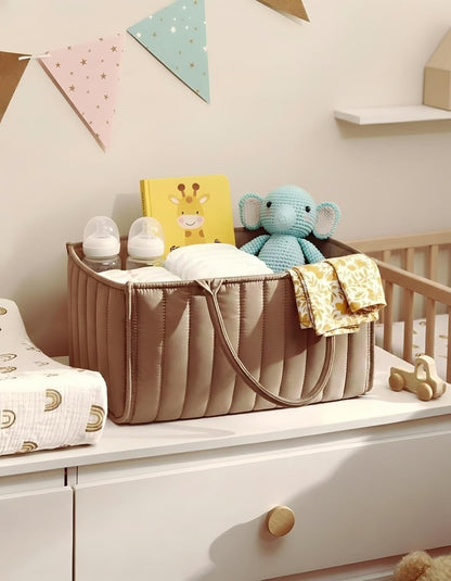 Baby Diaper Caddy Organizer-Large Nursery Storage Basket for Changing Table and Car - Portable Newborn Essentials & Wipes Bin - Gift for Baby Shower and Registry Must-Have (Forest Green)