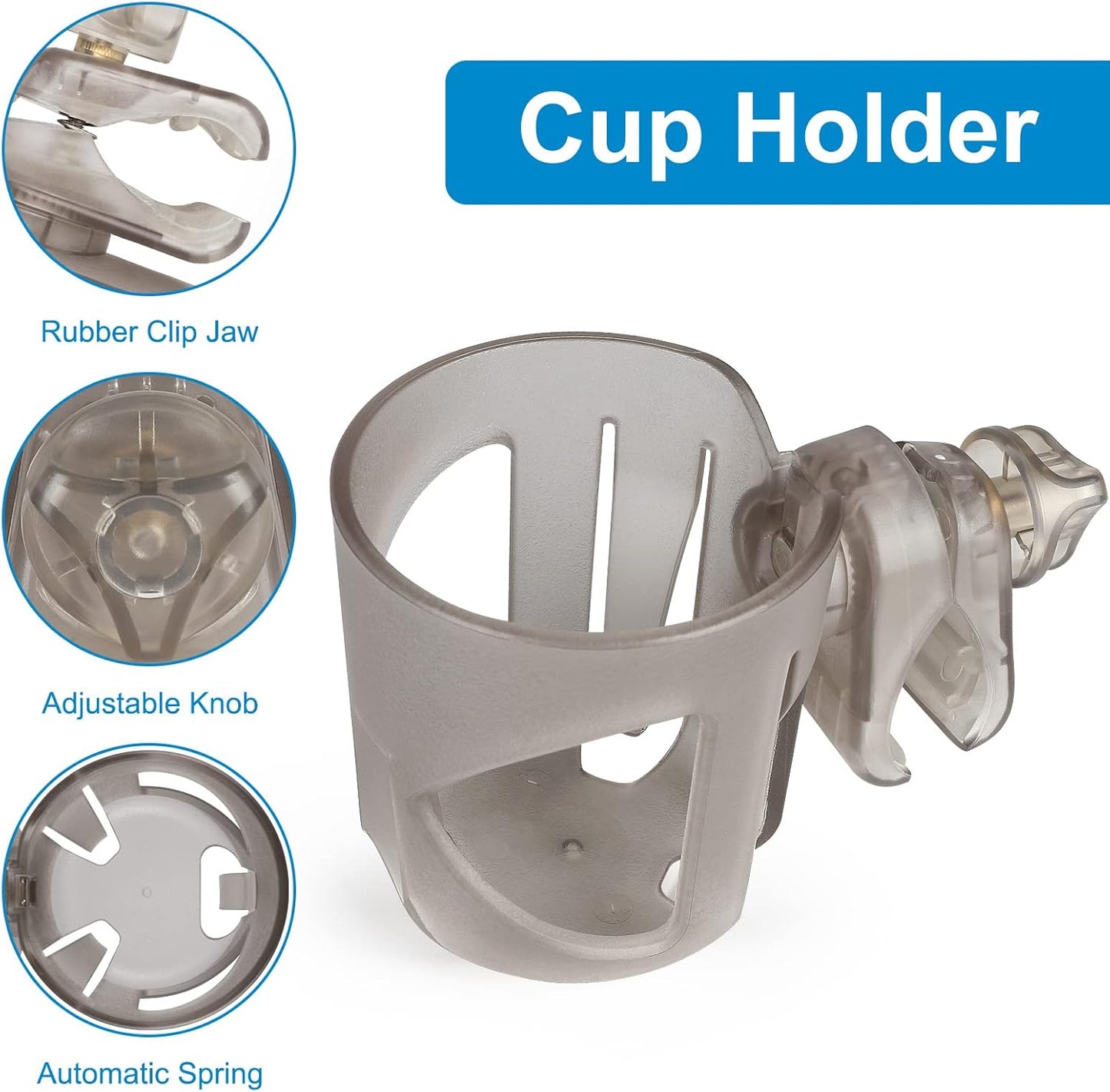 Accmor Universal Cup Holder, Stroller Cup Holder with Phone Holder, 360° Rotatable Large Caliber Designed Bottle Holder for Stroller, Bike, Wheelchair, Walker, Scooter