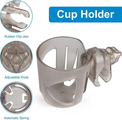 Accmor Universal Cup Holder, Stroller Cup Holder with Phone Holder, 360° Rotatable Large Caliber Designed Bottle Holder for Stroller, Bike, Wheelchair, Walker, Scooter
