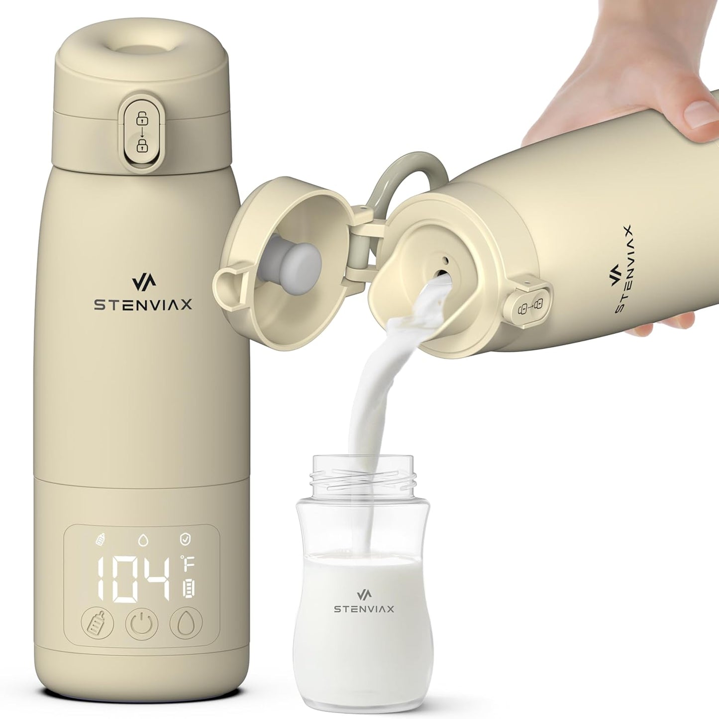 Portable Bottle Warmer for Travel & Night Feeding, Baby Milk Warmer with Built-in Sterilizer, 70 Sec Breast Milk Warming, 2 Min Formula Water Heating, 14,000mAh Battery, 15+ Feeds, 17 oz Capacity