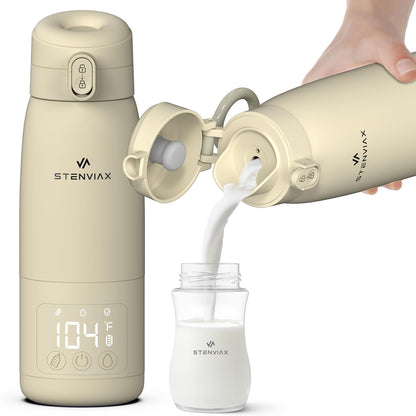 Portable Bottle Warmer for Travel & Night Feeding, Baby Milk Warmer with Built-in Sterilizer, 70 Sec Breast Milk Warming, 2 Min Formula Water Heating, 14,000mAh Battery, 15+ Feeds, 17 oz Capacity