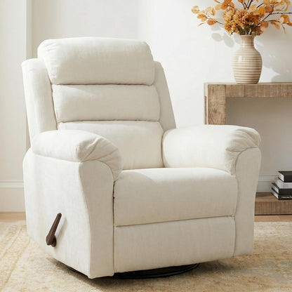 FLEXISPOT Souffle Swivel Rocker Recliner Chair for Adults, Nursery Rocking Glider Chair with Massage & Heat, FSC Wood Frame, Manual Recliner for Living Room, Nursery & Relaxation, Light Grey