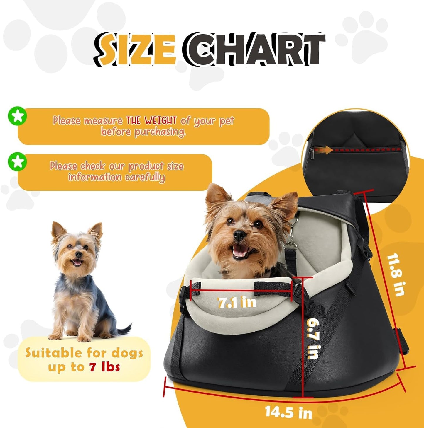 WOYYHO Luxury Dog Booster Car Seat Up to 7 lbs, PU Leather Pet Car Seat with Safety Belt & Soft Flannel Liner for Teacup Yorkie, Chihuahua, Maltese, Pomeranian, Toy Poodle, Small Cats, Bunny, Puppies