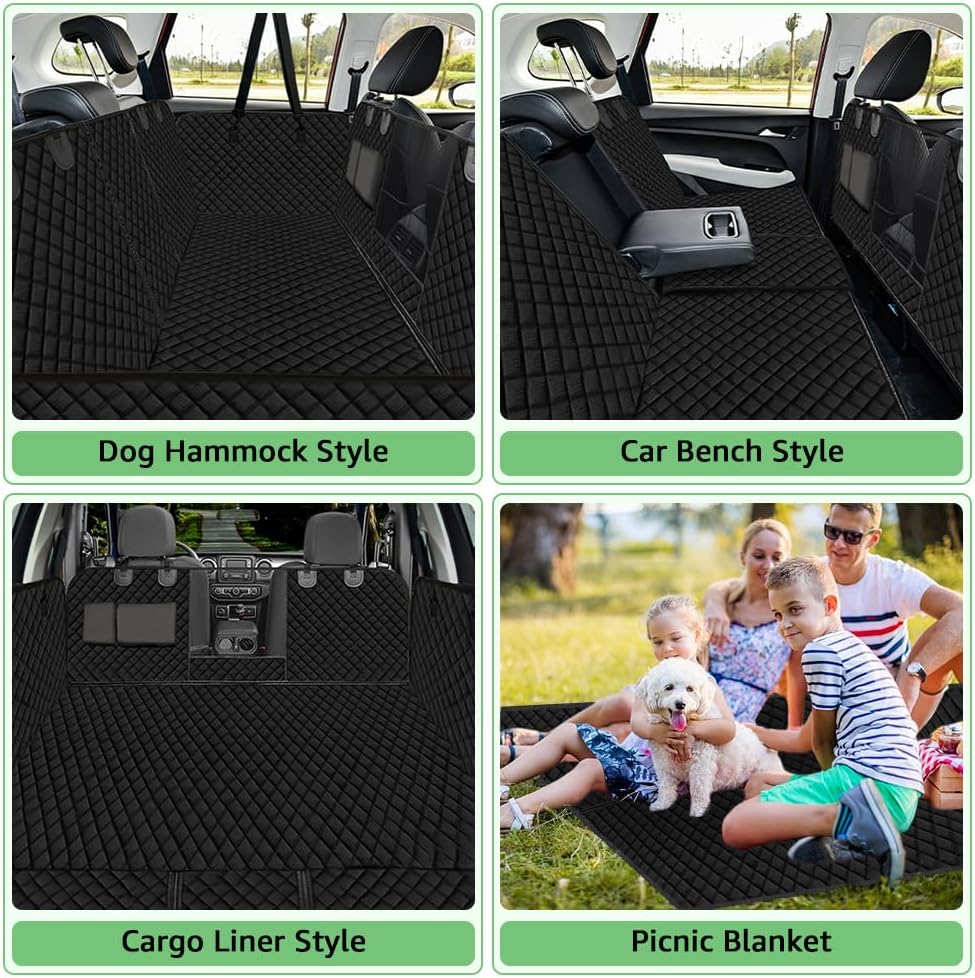 Vailge 100% Waterproof Convertible Dog Car Seat Covers, Waterproof Dog Seat Cover with Mesh Window, Heavy Duty seat Cover for Dogs, Dog car Hammock Pet Seat Cover for Cars Trucks suvs,Black,Standard