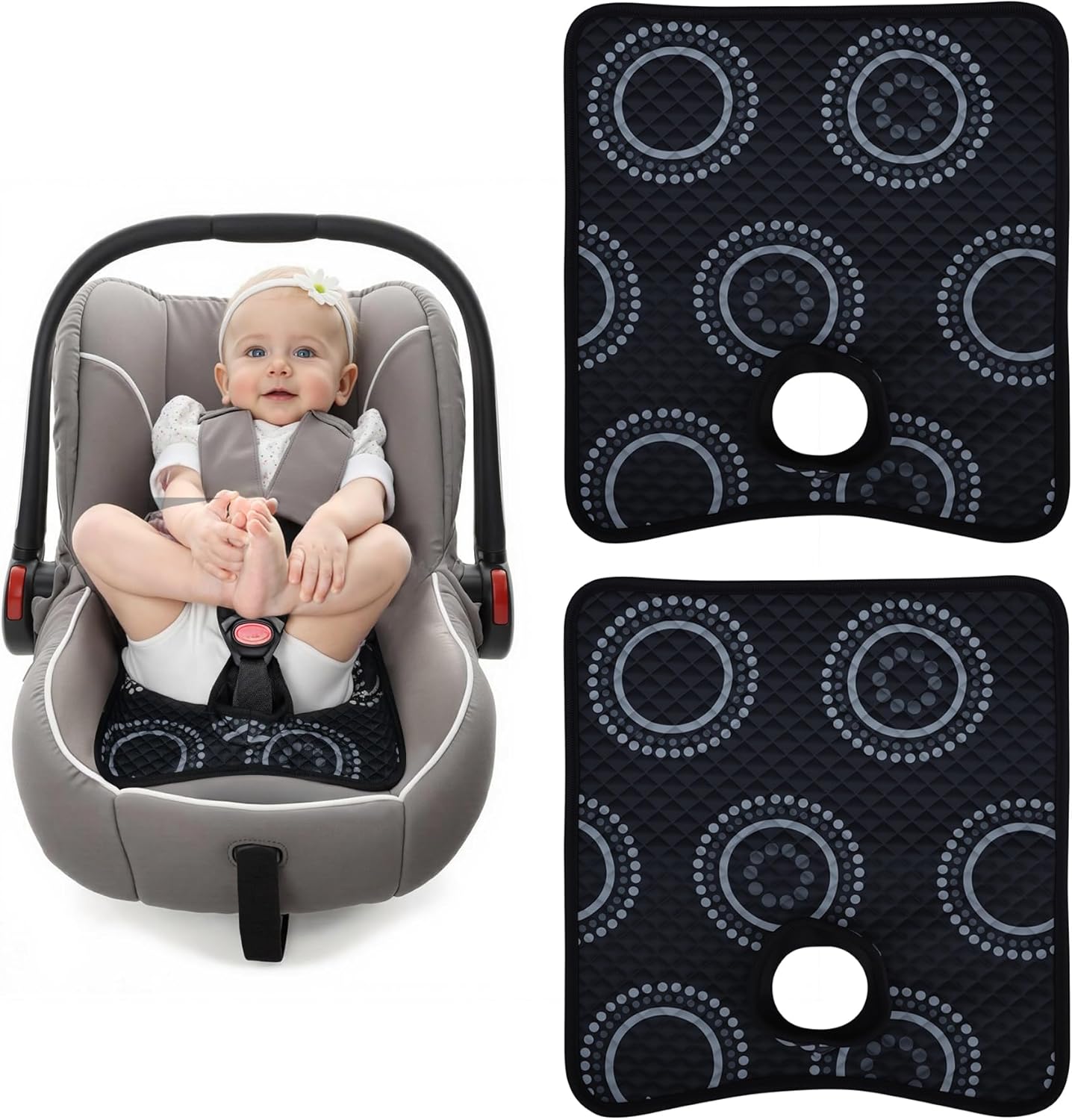 Potty Training Car Seat Protector, Waterproof Car Seat Cover for Toddlers, Piddle Pads for Baby Carseat, Stroller, Non-Slip & Machine Washable (Black, 2PC)