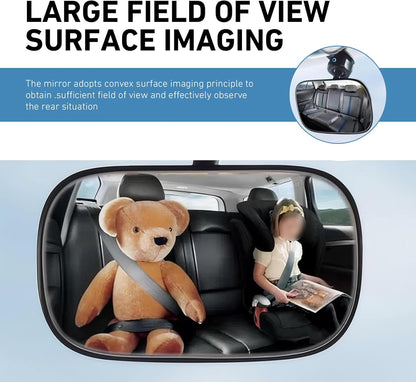 Car Mirror for Baby, Multi-functional Convex HD Wide-angle Rear View Mirror, Clip On 360 Degrees Adjustable Observation Auxiliary Tool, Universal for Most Vehicles (Black)