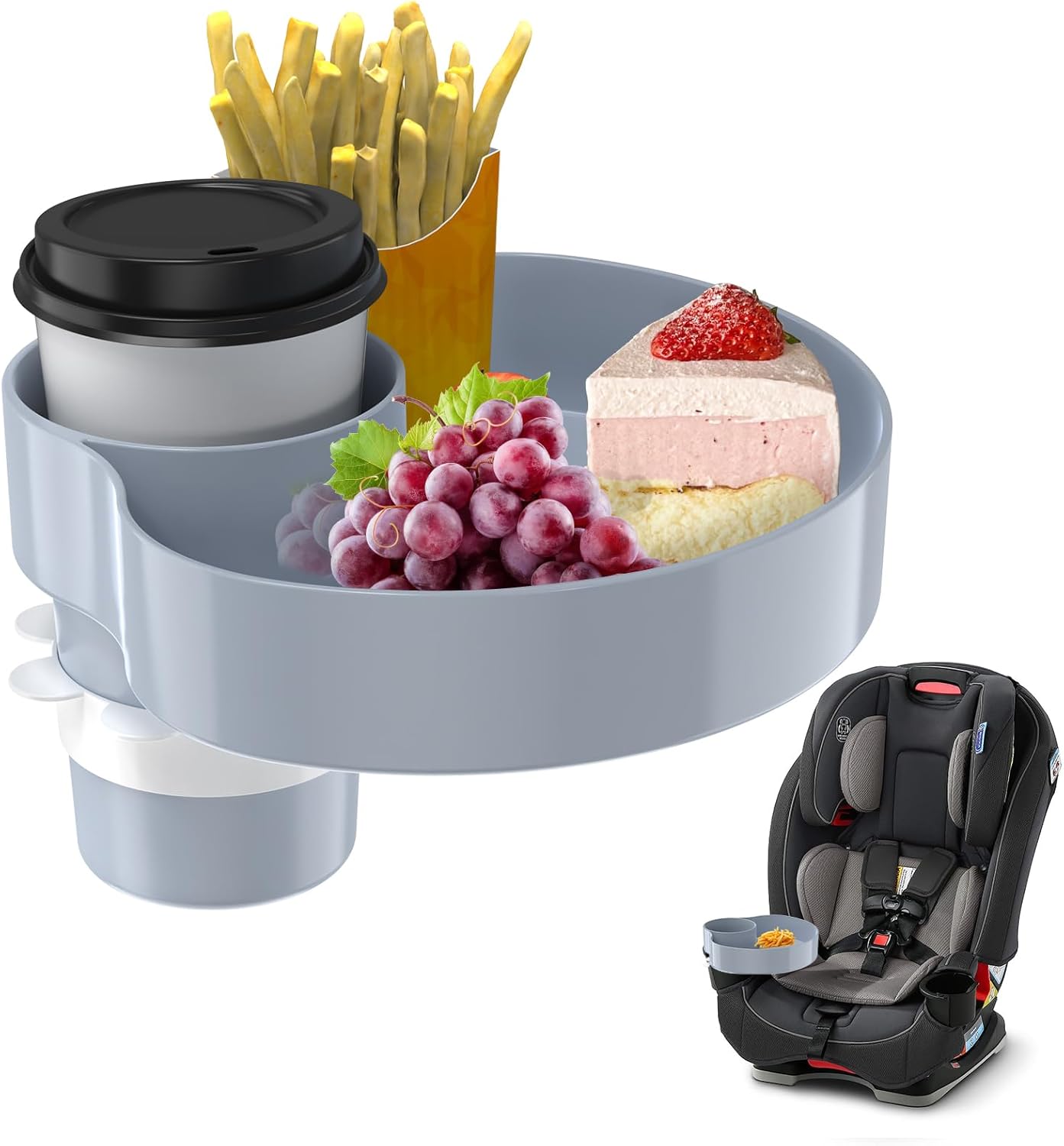 [2 Packs] Kids Car Seat Tray, Travel Tray with Cup Holder for Toddler Baby, Kids Car Seat Food Snack Organizer for Road Trip, Stroller snack Organizer Travel Must Haves Toddler Must Haves (Black)