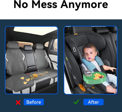 [2 Packs] Kids Car Seat Tray, Travel Tray with Cup Holder for Toddler Baby, Kids Car Seat Food Snack Organizer for Road Trip, Stroller snack Organizer Travel Must Haves Toddler Must Haves (Black)