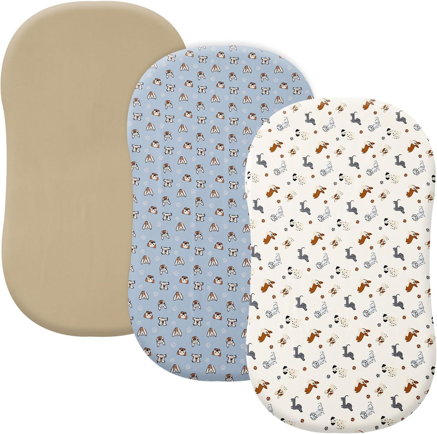 PHF 3 Pack Soft Mini Crib Sheets, Floral & Animal Pack N Play Sheets for Baby Boys Girls, No Slip Universal Fit for Pack N Play, Playard, Portable and Mini Crib Mattresses,Floral & Animal