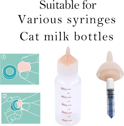Doggiema Feeding Nipple and Syringes,Puppy Kitten Nipple for Nursing, Newborn Baby Dog Cat Rabbit Feeding Nipple with Nipples Feeder Kit (2)