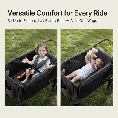 Stroller Wagon for Kids, One-Hand Adjustable Push/Pull Handle, Spacious Storage, 8"/12" All-Terrain Wheels, Canopy with Bug Net, Wagon Stroller for Daily Walks, Short Trips & Grocery Runs