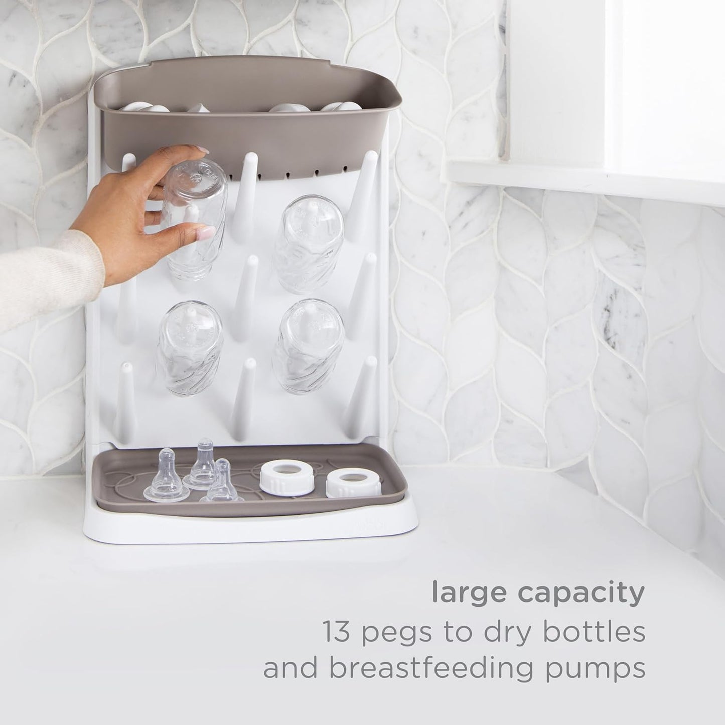 Ubbi 3-in-1 Collapsible Microwave Wash Bin, Baby Bottle Sterilizer & Veggie Steamer, Reusable Silicone Steam Bag for Travel or Home Use, Fits Up to 5 Baby Bottles, Dishwasher Safe, Blue