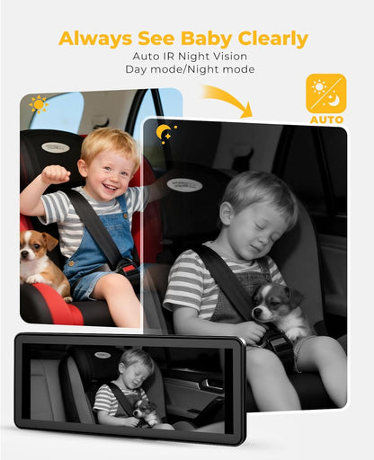 LUCKVIEW BM5PRO 7.2" Dual Camera Baby Monitor, 1080P HD Display for 2 Kids, Night Vision, Easy Install Car Baby Monitor, Ideal Gift, Rear Seat Safety for Babies & Pets