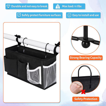 Loghot Bedside Caddy/Bedside Storage Bag Hanging Organizer for Bunk and Hospital Beds,Dorm Rooms Bed Rails,Can be Placed Glasses,Books,Mobile Phones,Keys (White)