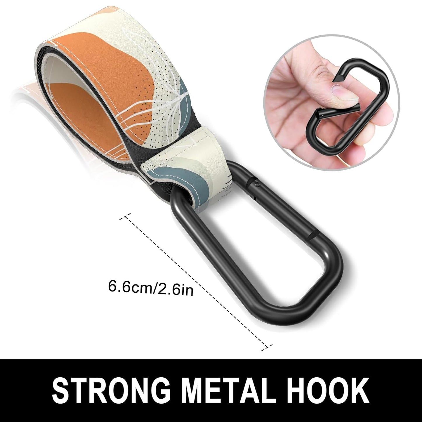 Baby Stroller Hooks for Hanging Bags, Universal Stroller Clips Accessories, Mommy Hook for Diaper Bag, Shopping Cart, Purse, Backpack - 2 Pack, Abstract Leaf