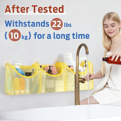Goowin Bath Toy Storage, Bath Toy Holder, 3 Compartment Large Openings Bath Toy Organizer, Large Capacity Bath Tub Toy Holder, Kids Bathtub Toy Storage For Accessing & Sorting Toys (Yellow, Regular)