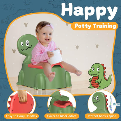 Potty Training Toilet Toddler Potty Chair Kids Boys Girls Dinosaur Animal Comfortable Potties Training Seat for Childrens Ages 1-3 Portable Baby Toilets with Lid Back Easy to Clean Potty Trainer,Blue