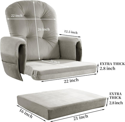 HOMBYS Glider Rocker Replacement Cushions 5 PCS with Storage Side Pocket, Velvet Fabric, Foam & Microfiber Filling, Non-Slip & Washable,Thickened & Supportive for Glider Rocking Chair