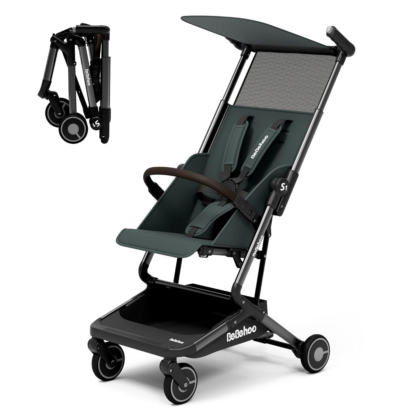 Lightweight Travel Baby Stroller, Foldable Portable Airplane Compact Umbrella Strollers for Toddler 1-3 Years (S1-Black)