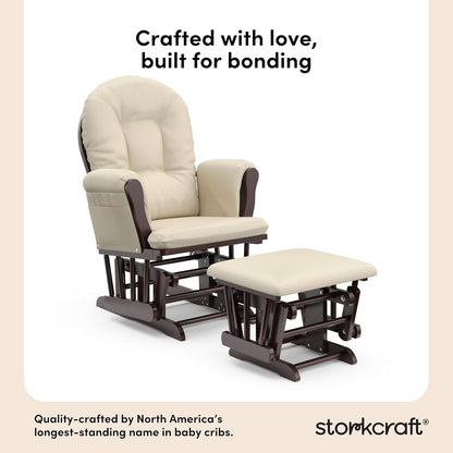 Storkcraft Premium Hoop Glider & Ottoman (Espresso/Gray Swirl) — GREENGUARD Gold Certified Nursery Glider, Solid Wood Craftsmanship, Smooth-Gliding Nursery Chair and Ottoman, Award-Winning - Colors B