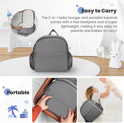 Portable Baby Bassinet- Travel Bassinet for Newborn and Infant, Suitable for Indoor & Outdoor Carry, Lightweight Foldable Washable, Portable Bassinet for Baby Travel, Portable Travel Bassinet, Blue